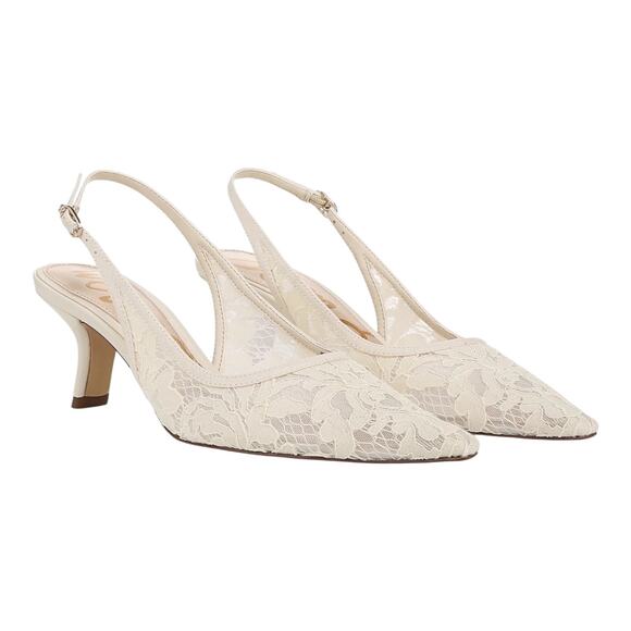 Sam Edelman Women's Bianka Slingback Mesh Heel Pumps Ivory Size 9 1/2 - Picture 1 of 4